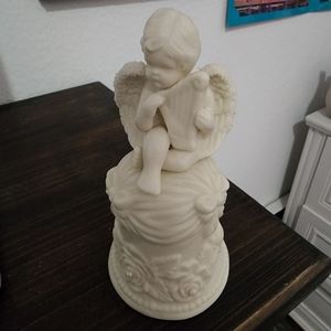 Ceramic bell with baby angel playing harp (decor and collectible)